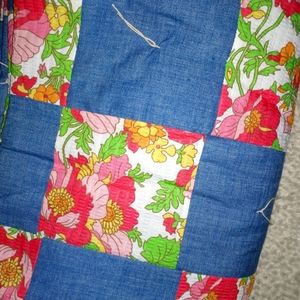Seersucker and Denim hand made Quilt